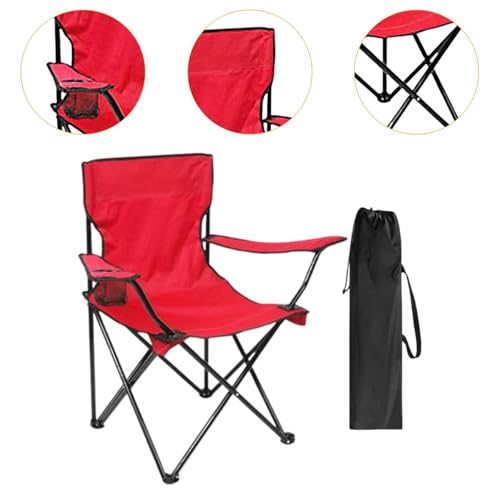 Siège portable de camping harayaa rouge avec poche intégrée - 5