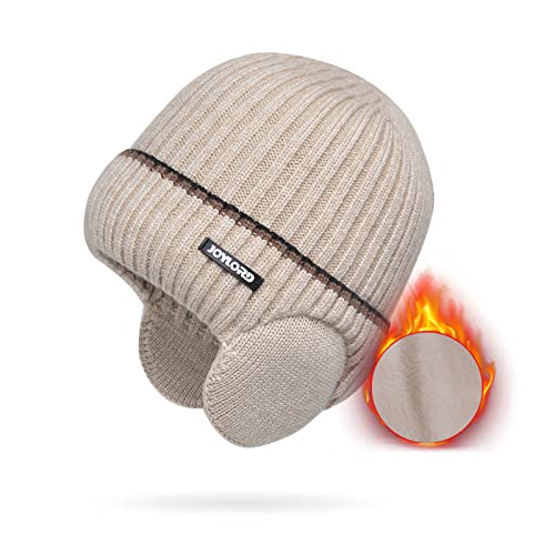 Clothink Bonnet d'hiver avec doublure en polaire - Bonnet en tricot - Pour femme, homme, enfant, extérieur - Taille unique, beige, Taille Unique Cover