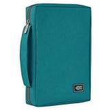 Canvas Bible Cover With Fish Symbol Appliqué, Teal, Medium