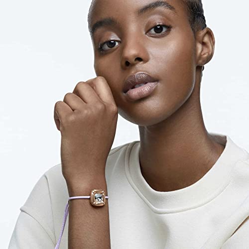 Swarovski Dulcis Soft Bracelet with White Crystal in Rose Gold-Tone Molded Setting on Purple Braided Cord, Part of the Dulcis Collection3