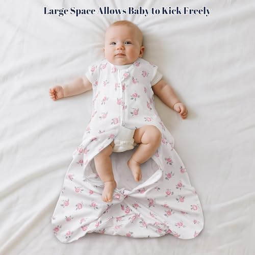 Image of PHF 2 Pack Baby Wearable Blanket 12-18 Months, Rayon Derived from Bamboo, Ultra Soft TOG 0.5 Baby Wearable Blankets with 2-Way Zipper, Large Size, Floral