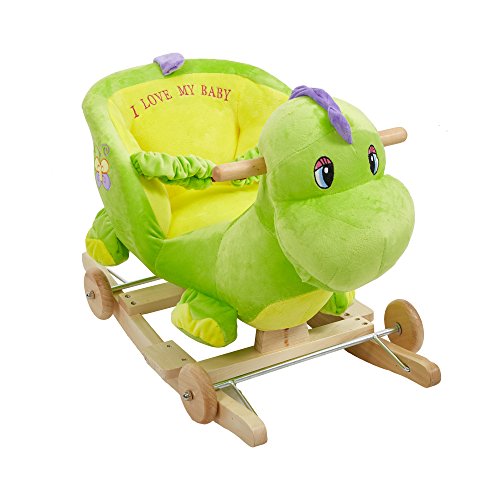 Dporticus Child Rocking Horse Plush Elephant Rocker Toy With Wheels And Seat Belt Wooden Rocking Horse/Kid Rocking Toy/Baby Rocking Horse/Rocker/Animal Ride On #TOP19