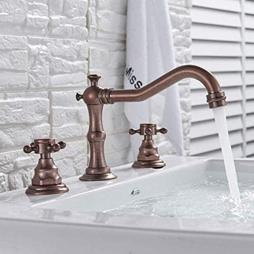 Robinet lavabo 3 trous rétro mélangeur cuivre pour remplacer mitigeur
