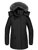 Wantdo Abrigo de Invierno Cálido para Mujer Chaqueta Abrigada a Prueba de Viento para Exteriores Chaqueta Acolchada de Algodón Parka Clásica Larga Gruesa Negro M