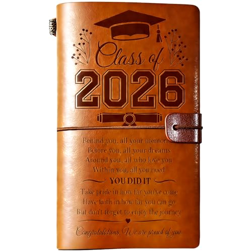 Crafterlife Class of 2026 Graduation Gifts Leather Journal, 2026 Graduation Gift for Her Him 140 Page Refillable Journal Presents, High School College Grad Gifts Ideas for Women Men Graduates