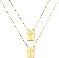 Escapulário Masculino Placa com Cruz Banhado à Ouro 18k