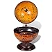 vidaXL Eucalyptus Wood Wine Stand - Rotatable Tabletop Globe Bar with 16th Century Nautical Maps & Antique Frescoes - Brown Farmhouse Style for Home/Office