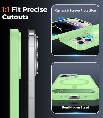 Image of Magnetic Compatible with iPhone 14 Pro Max Case, [Built-in Invisible Kickstand][Compatible with MagSafe] [Military Grade Shockproof] Slim Translucent Matte Phone Case for iPhone 14 Pro Max 6.7 inch