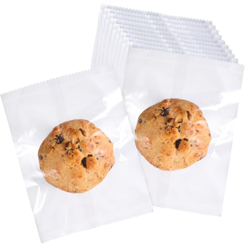 Prembag 4x6 Transparent Heat Seal Bags for Cookies Clear Cookie Bags with Seal Small Treat Bag for Packaging Candy Snack Pretzel Baked Food Wave Edge
