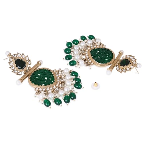 Image of I Jewels Traditional Kundan & Pearl Style Dangle Earrings For Women