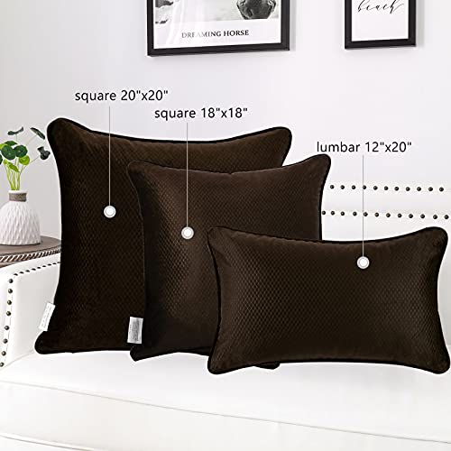 Nottingson Home Velvet Lumbar Pillow Covers 12X20 Dark Chocolate For Couch 2 Pack Small Honeycomb Embossed Pattern Luxury Throw Pillowcases Decorative Cushion Covers For Sofa/Chair/Car/Bed Set Of 2 #TOP4
