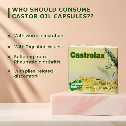 Image of Castrolax Castor Oil Capsules for Constipation Relief - 60 Soft-Gel Capsules, 700mg Per Capsule