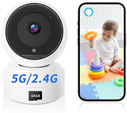 2K Indoor Camera, 5G & 2.4G Security Pet Camera for Baby Monitor, 360° PTZ Wireless Cameras for Home Security with Night Vision Motion Detection Compatible with Alexa