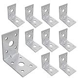 OMIdeas 10 x Winkelverbinder mit Sicke (50 x 50 x 35 x 2) Lochwinkel Bauwinkel Holzverbinder Schwerlast Verbinder Winkel, Silber Verzinkt