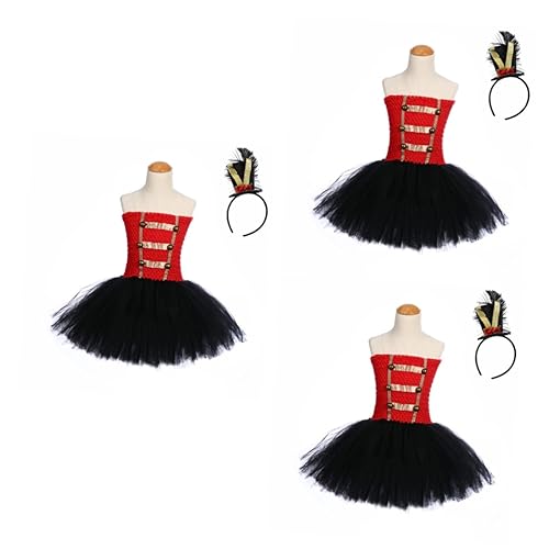 HEMOTON 3 Piezas Disfraz De Niña Trajes Para Niños Diadema De Maestro De Ceremonias De Navidad Trajes De Niños Traje De Niños Equipo De Bebé Europeo y Americano Vestido De Princesa