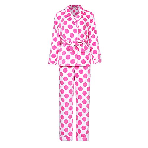 Richie House Women's Soft and Warm Fleece Dot Robe Set RHW2590-A-S