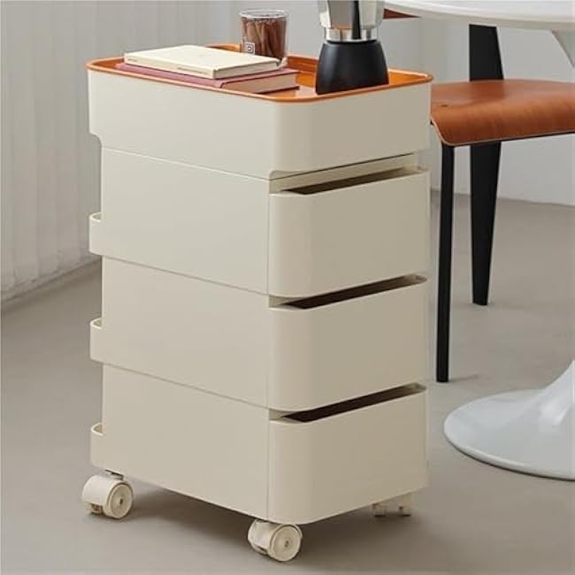?Mobile Storage Rack Rolling Cart with Drawers Storage Cart Mobile Storage Cabinet Organizer for Kitchen Bathroom Heavy Duty(50cm)-lJcklSVu