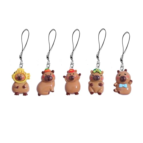 LJJINGXS 5 PCS Cute Capybara Phone Charms, Wallet, Keychain Pendant,Y2K Phone Charms for Friends Gift