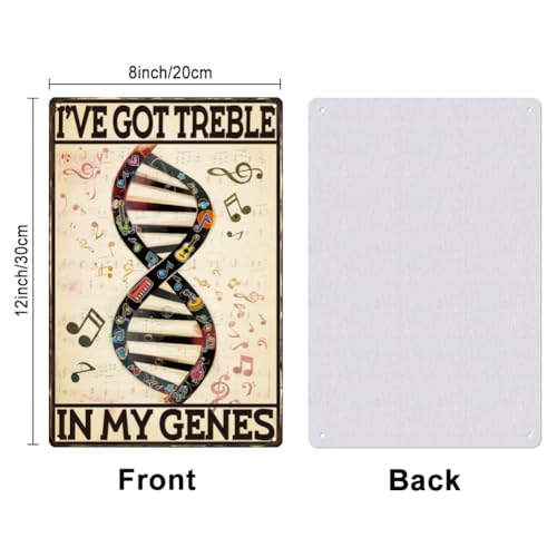 SUPERDANT Musical Gene Metal Tin Sign Music Funny Tin Signs I've Got Treble In My Genes Sign Retro Metal Poster Vintage Art Tin Sign for Home Cafes Bars Pub Man Cave Wall Decor Plaque Sign - Image 2