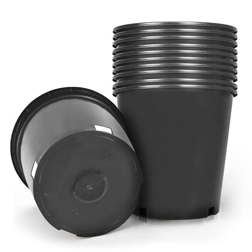 HOSTIC 2 Gallon Flexible Nursery Pots Gallon Pot with Drainage Holes Plastic Plant Container Suitable for Indoor Outdoor Vegetables Flowers Plants 10 PCS