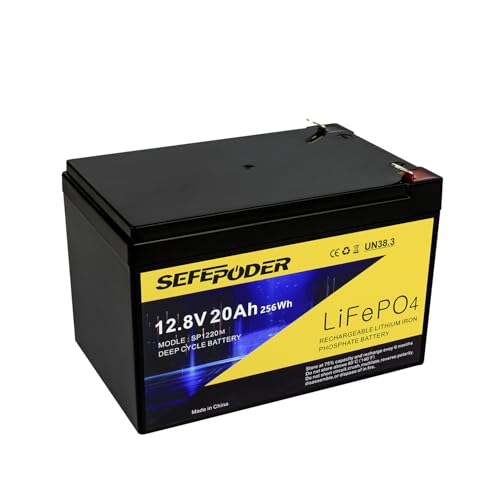 SEFEPODER 12V 20Ah Lithium LiFePO4 Deep Cycle Battery, 4000 Cycles Rechargeable...