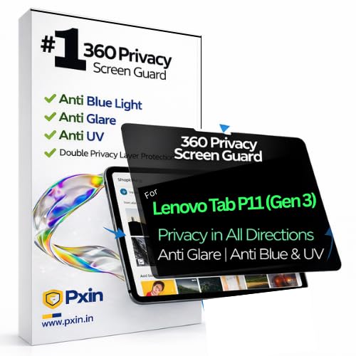 Image of Pxin Tablet Privacy Guard compatible with Lenovo Tab P11 (Gen 3) | Privacy screen protector | Anti Glare | Anti Spy Screen | Reduces blue light | 360 degree Privacy Screen | Eye Protection