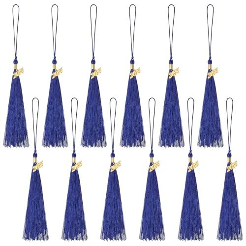 Borlas azules para birrete de graduación 2025 con adorno de año y cordón decorativo