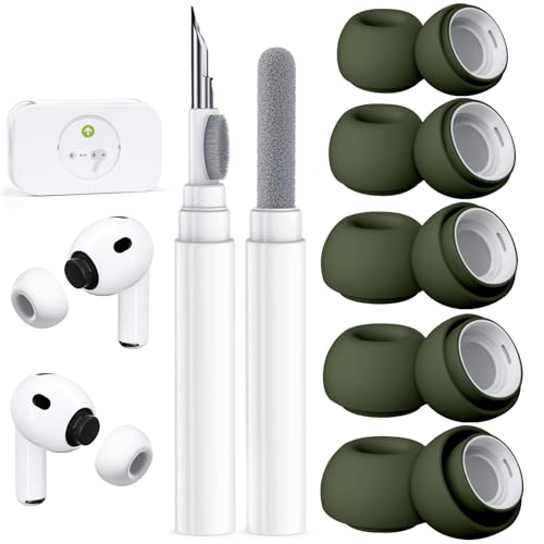 Image of 5 Pairs Replacement Ear Tips for AirPods Pro 3 (G-Green) | (5 Size XXS /XS /S /M /L )Silicone Ear Tips with Cleaner kit,Noise Reduction Holewith & Built-in dust Guard Screen