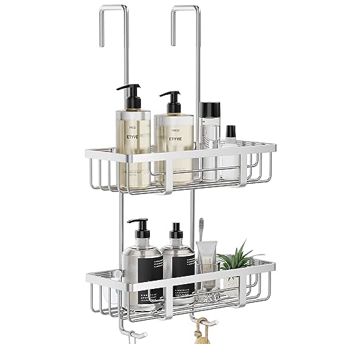 Axentia Duschregal Escala Silber - 3 Ablagen & 2 Haken Fürs Badezimmer