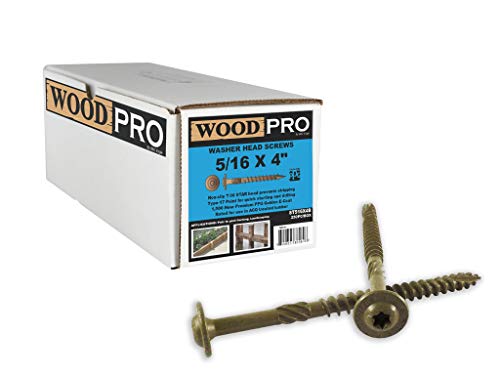 WoodPro Fasteners ST516X4B 5/16-Inch by 4-Inch Length Round Washer Head Exterior Wood Screws, 250-Pack , Gold