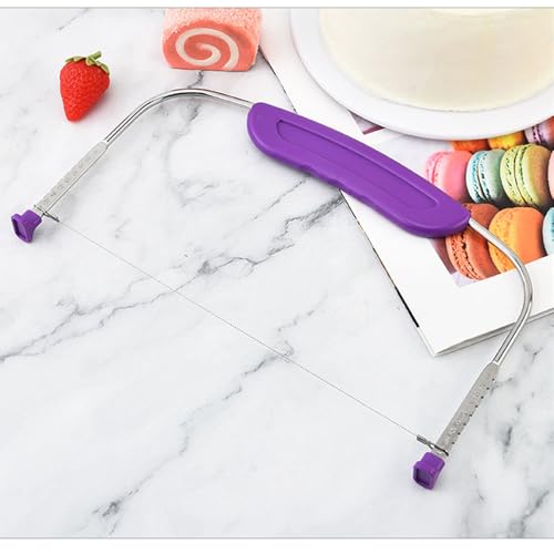 اداة تقطيع الكيك قابلة للتعديل لتسوية القمم، قطاعة كيك احترافية مع سلك من الستانلس ستيل، اداة خبز الكيك لحفلات الزفاف واعياد الميلاد