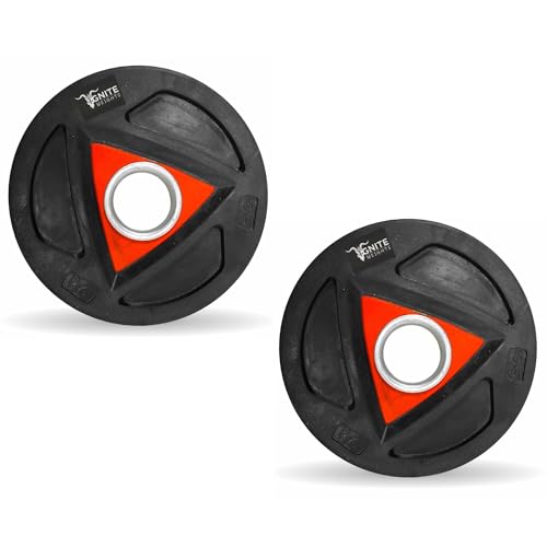Image of Barbell Olympic Weight Plates for Home Gym with 50mm Dia Tri Grip Iron Coated PVC Rubber Plate (2.5kg X 2)