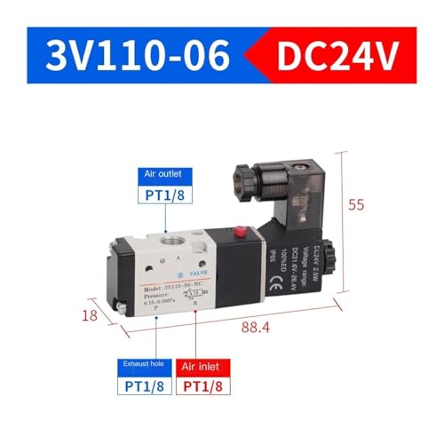 Électrovanne pneumatique 3V110-06 NC pour commande de vérin