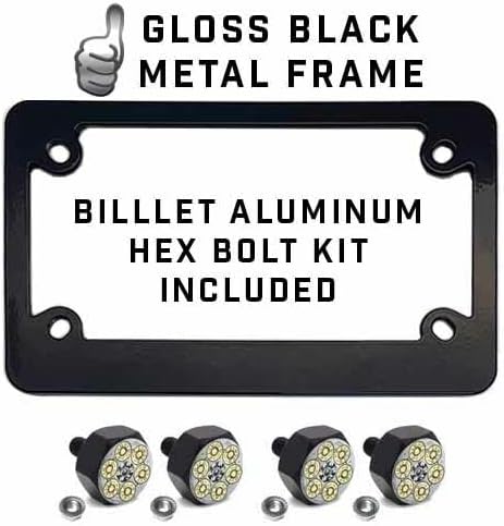 Metal Black Motorcycle License Plate Frame +Tag Fasteners Kit 44 MAG Revolver Style-9856-6859