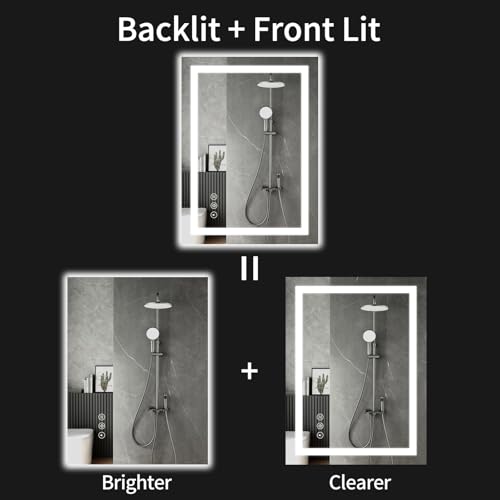 WISSMIELS 30"x36" LED Bathroom Mirror with Lights, Dimmable, Anti-Fog, Lighted Bathroom Vanity Mirror for Wall, Backlit + Front Lit, Memory Function, Shatter-Proof, Tempered Glass by WISSMIELS - Used condition - Image 2