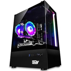 SAAV X1 Prebuilt Gaming PC Desktop with Intel i5 3.4GHz, 16GB RAM, GEFORCE GTX 750 GDDR5 GPU, 512GB NVME, WiFi 6, Bluetooth, Win 10, Mouse Keyboard, PC Gaming Computer Desktop, 1-Year Warranty