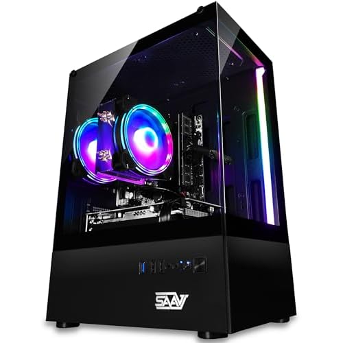 SAAV X1 Prebuilt Gaming PC Desktop – Intel Core i5 3.4GHz, 8GB RAM, GEFORCE GTX 750 GDDR5 GPU, 512GB NVME SSD, WiFi 5, Bluetooth, Win 10, Mouse Keyboard, PC Gaming Computer Desktop, 1-Year Warranty