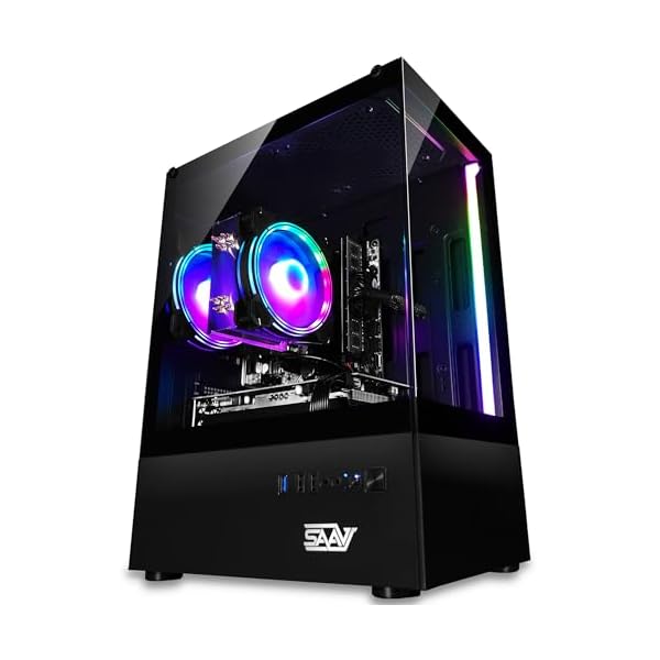 SAAV X1 Prebuilt Gaming PC Desktop – Intel Core i5 3.4GHz, 8GB RAM, GEFORCE GTX 750 GDDR5 GPU, 512GB NVME SSD, WiFi 5, Bluetooth, Win 10, Mouse Keyboard, PC Gaming Computer Desktop, 1-Year Warranty