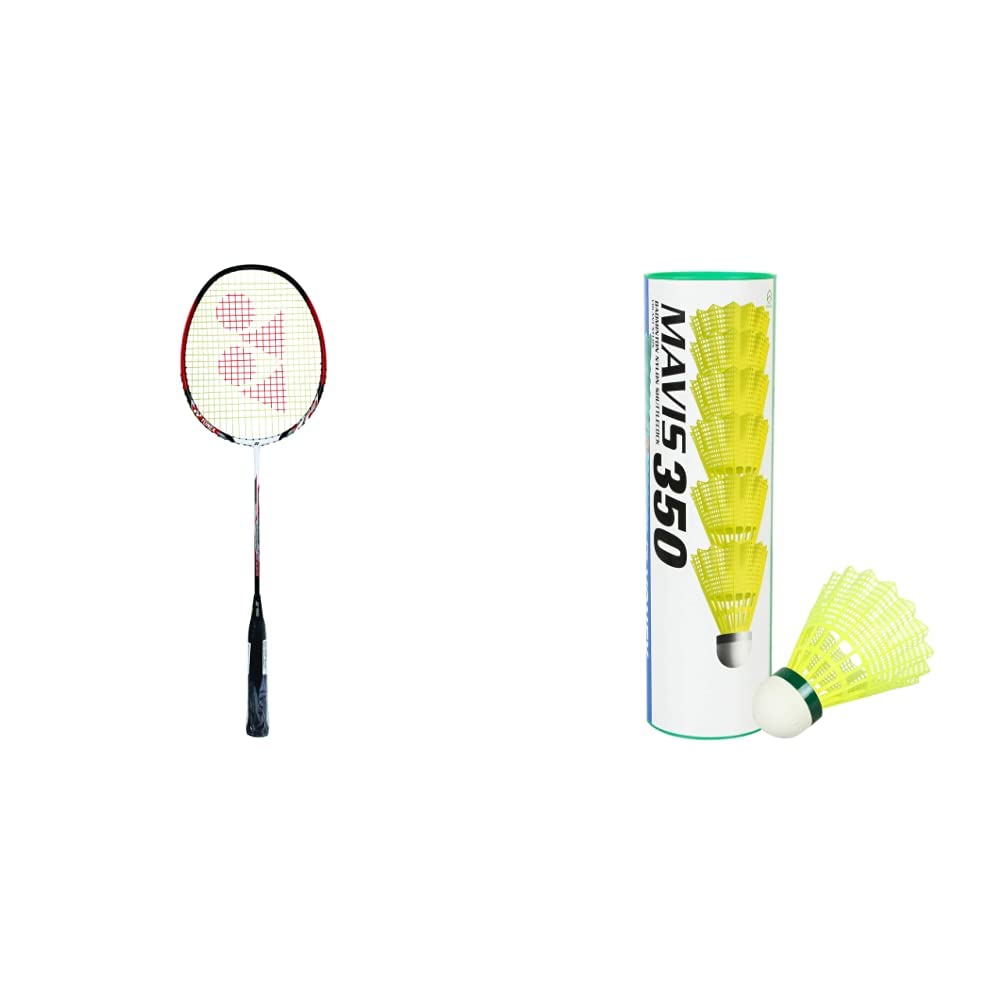 YONEX Nano ray 7000i Aluminum-Alloy Strung Badminton Racquet (Wine Red) with Full Cover & Mavis 350 Green Cap Nylon Shuttlecock (Yellow) (B082FM4QLL) Amazon Price History, Amazon Price Tracker
