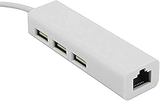 كابل من النوع C إلى 3 منافذ USB مع موزع ايثرنت RJ45، أبيض