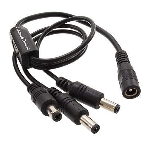 CablesOnline, 5-Pack DC Power Splitter Cable 3-Way 1-Female to 3-Male 5.1mm x 2.1mm for CCTV Security Cameras, PL-Y03-5