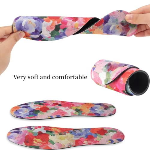 Image of 6 Pair Women No Show Socks Anti-Odor Sockless Shoe Insert Size 9-13 | Thin Shoe Insoles,Breathable,Comfort Barefoot Shoe Liner,Machine Washable,Moisture Control,Cute,Everyday Insole,Floral Print