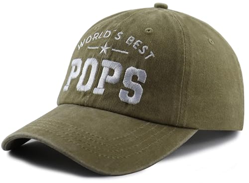 Image of World's Best Pops Hat for Men, Funny Adjustable Cotton Embroidered Papa Baseball Cap