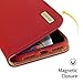 iPhone 11 Wallet Case,DUX DUCIS Genuine Leather Flip Folio Wallet Case with Card Slots, Magnetic Closure,Kickstand Function,Durable Shockproof Cover for iPhone 11（Red）