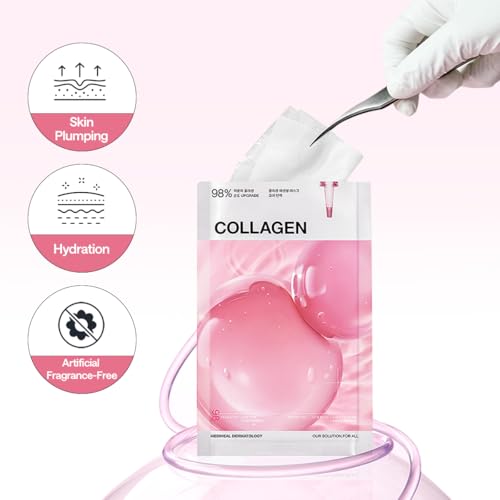 Image of MEDIHEAL Essential Face Mask [Collagen] 10 pcs. for Plumping Hydration, Glass Skin & Skin Nourishment - Travel Essentials, Korean Beauty Sheet Mask