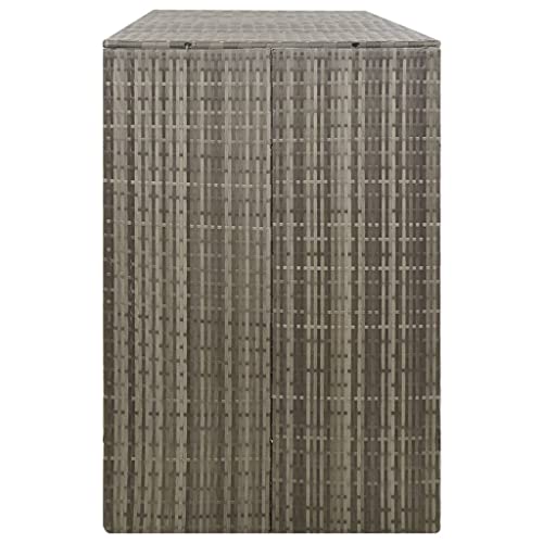 Contenedor de basura resistente a la intemperie de mimbre gris 5