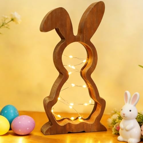 KIKVTER LED Osterhase Holz Osterdeko