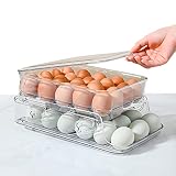 Container for Refrigerator BPA Free Refrigerator Organizer Bins,Stackable Egg Holder for Refrigerato