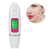 Analizador de piel Probador de sensor facial Portátil Pantalla LCD digital Precisión Facial Humedad Probador de aceite para el hogar, Salón, Viajes(White)