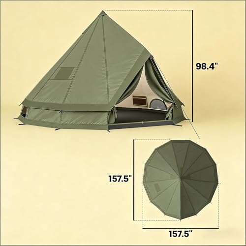 Carpa Tipi Impermeable 4-6 Personas 13ft con Estufa miniatura 2